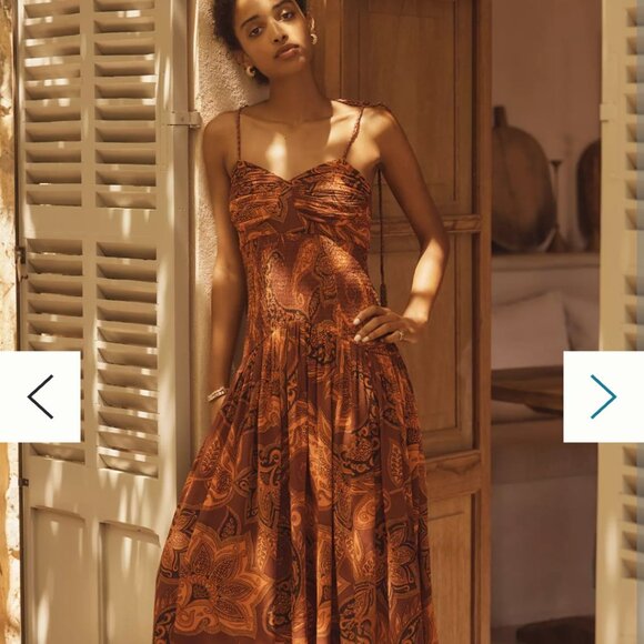 NWT L Farm Rio x Anthropologie Drop-Waist Printed Midi Dress - Picture 5 of 9